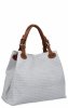 Stylowa Torebka Skórzana Shopper Bag Biała/Ruda